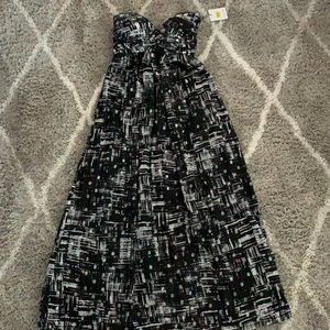 Calvin Klein black white strapless party dress